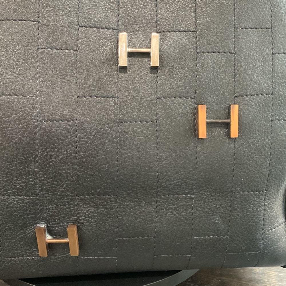 Mario Hernandez black leather tote with metal H appliqués. Pre loved - Picture 4 of 14